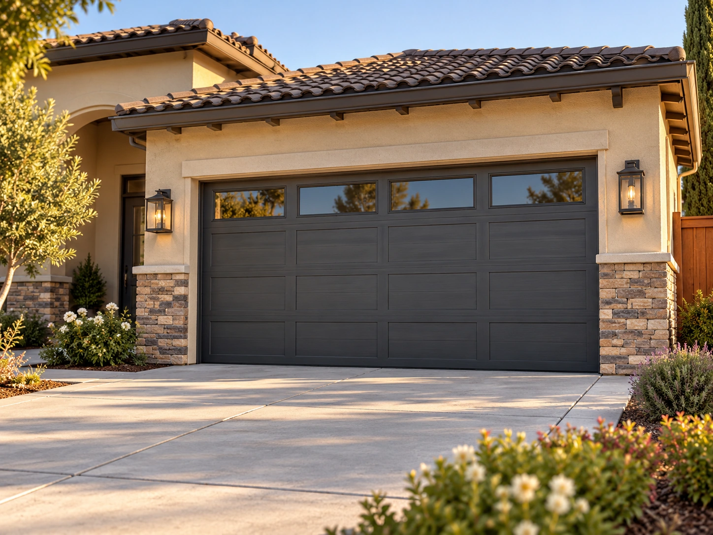 Modern garage door in Turlock